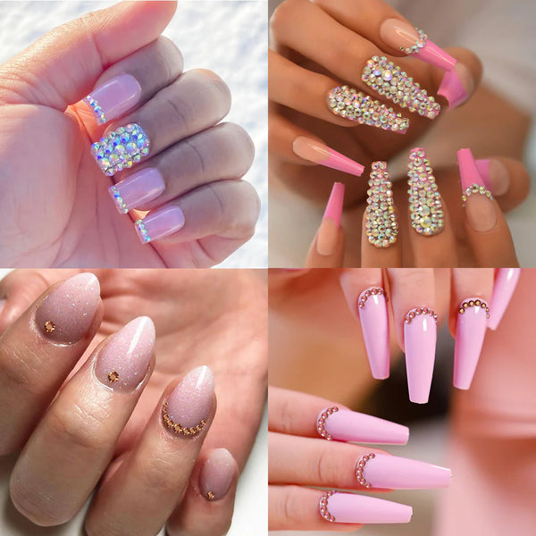 MelodySusie - 1440Pcs Multi-faceted Nail Rhinestones - Metallic Gold