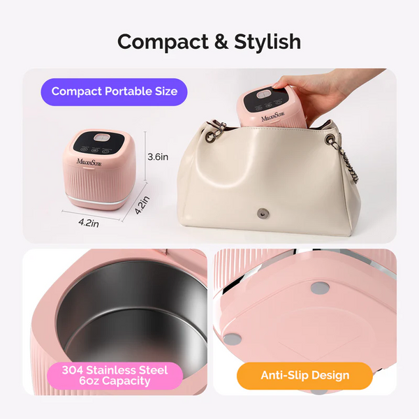 MelodySusie - 2 In 1 Ultrasonic Cleaner Machine For Manicure - Pink