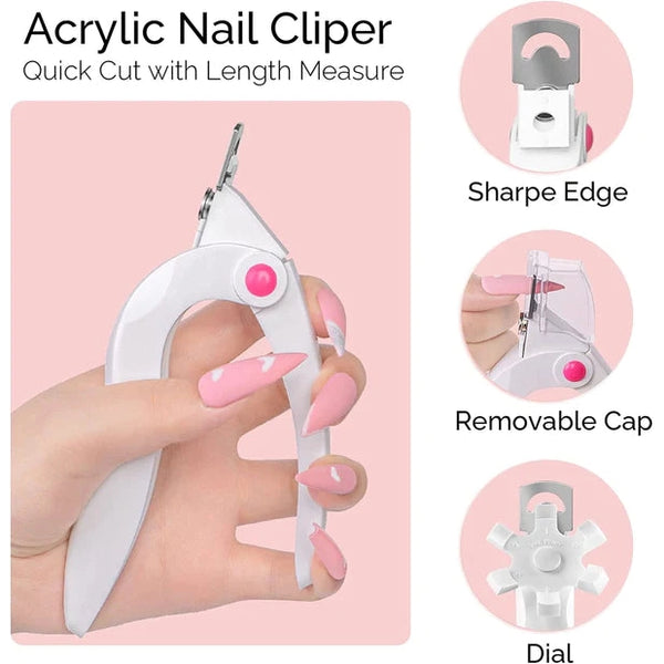 MelodySusie - Tool - Rotary Adjustable Stainless Steel Acrylic Nail Clipper - White