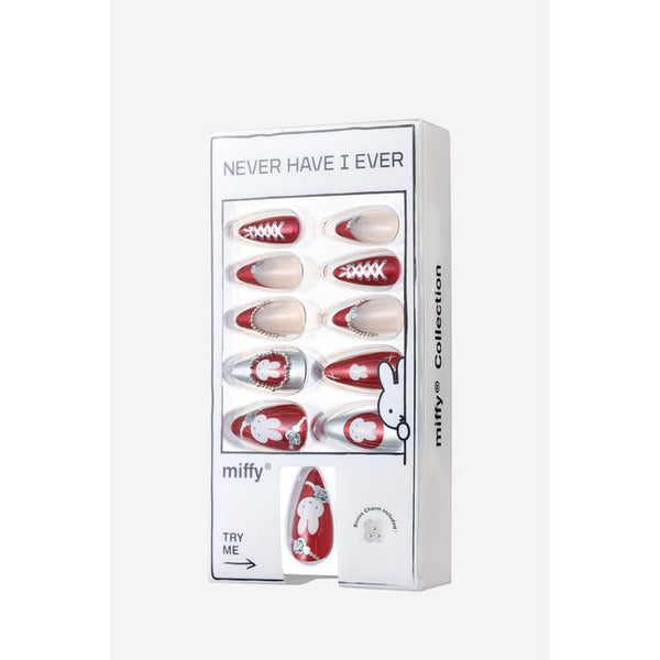 Never Have I Ever - Burgundy Miffy - Almond Press-On Nails