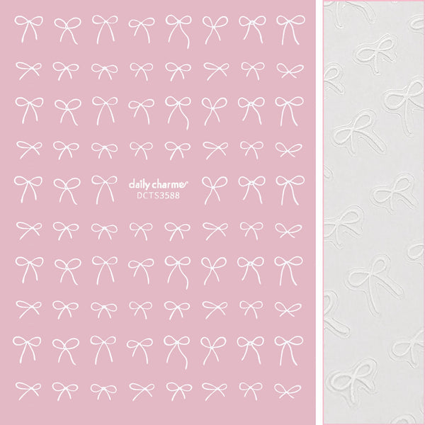 Daily Charme - Kawaii Nail Art Sticker - Coquette Bows - White
