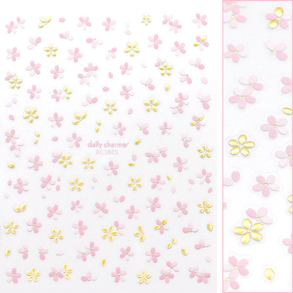 Daily Charme - Floral Nail Art Sticker / Golden Sakura
