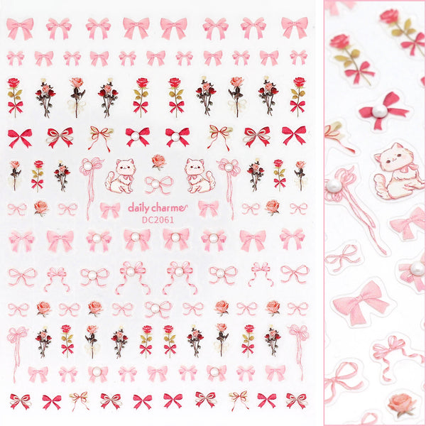 Daily Charme - Bejeweled Nail Art Sticker / Coquette Roses