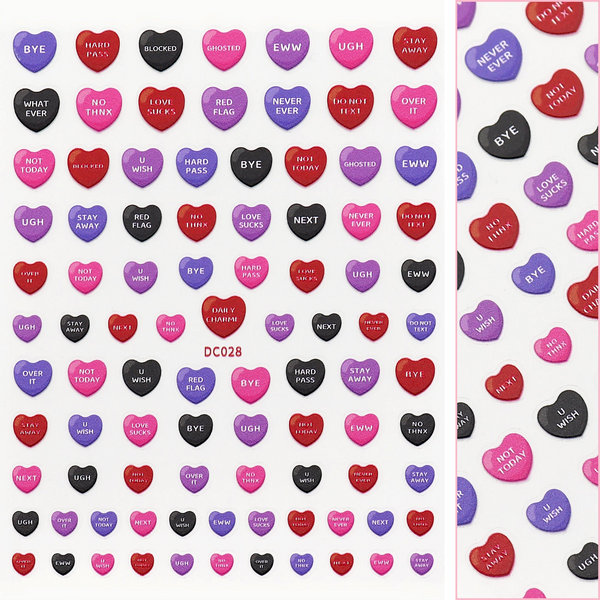 Daily Charme - Valentine 3D Embossed Nail Art Sticker / Anti-Sweet Talk