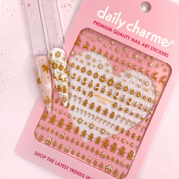 Daily Charme - Holiday 3D Embossed Nail Art Sticker / Gingerbread Village