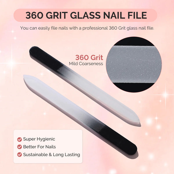 MelodySusie - 4Pcs Double Sided 360 Grit Glass Nail File Set