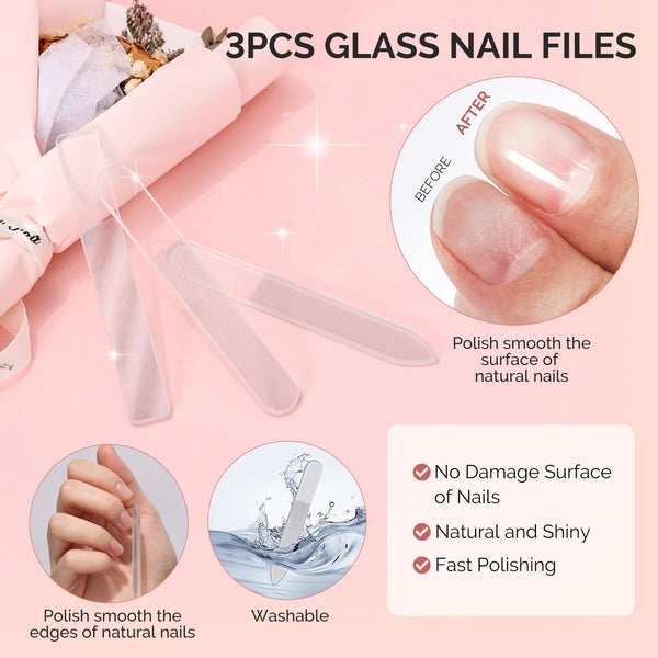 MelodySusie - 4Pcs Double Sided 360 Grit Glass Nail File Set