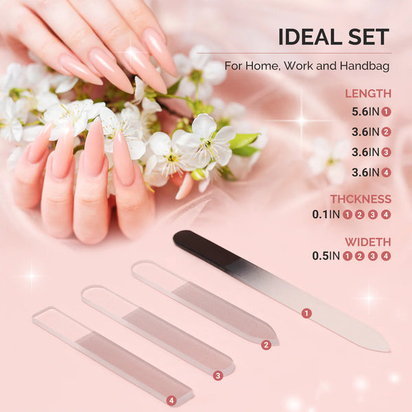 MelodySusie - 4Pcs Double Sided 360 Grit Glass Nail File Set