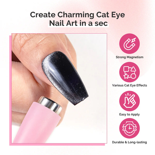 MelodySusie - 5 In 1 Multifunctional Cat Eye Gel Nail Polish Magnet - Pink