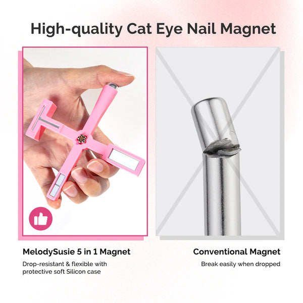 MelodySusie - 5 In 1 Multifunctional Cat Eye Gel Nail Polish Magnet - Pink