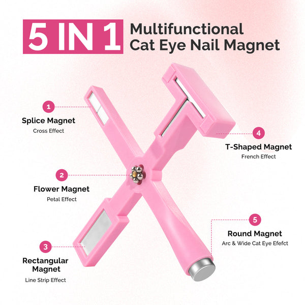 MelodySusie - 5 In 1 Multifunctional Cat Eye Gel Nail Polish Magnet - Pink
