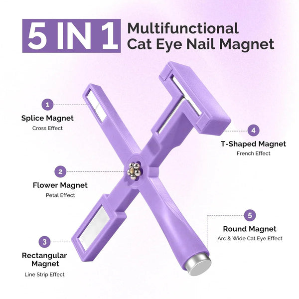 MelodySusie - 5 In 1 Multifunctional Cat Eye Gel Nail Polish Magnet - Purple