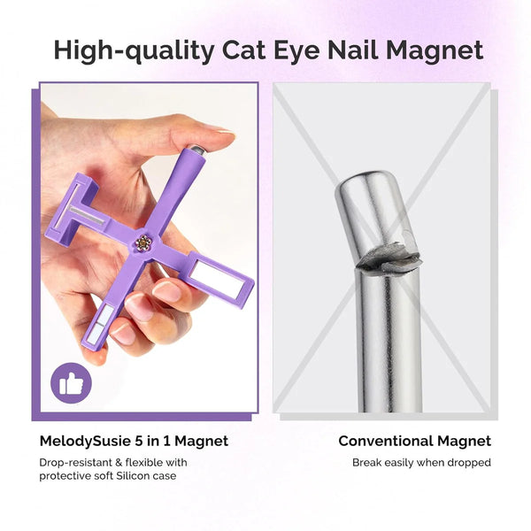 MelodySusie - 5 In 1 Multifunctional Cat Eye Gel Nail Polish Magnet - Purple