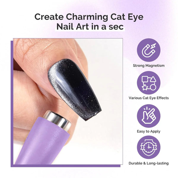 MelodySusie - 5 In 1 Multifunctional Cat Eye Gel Nail Polish Magnet - Purple