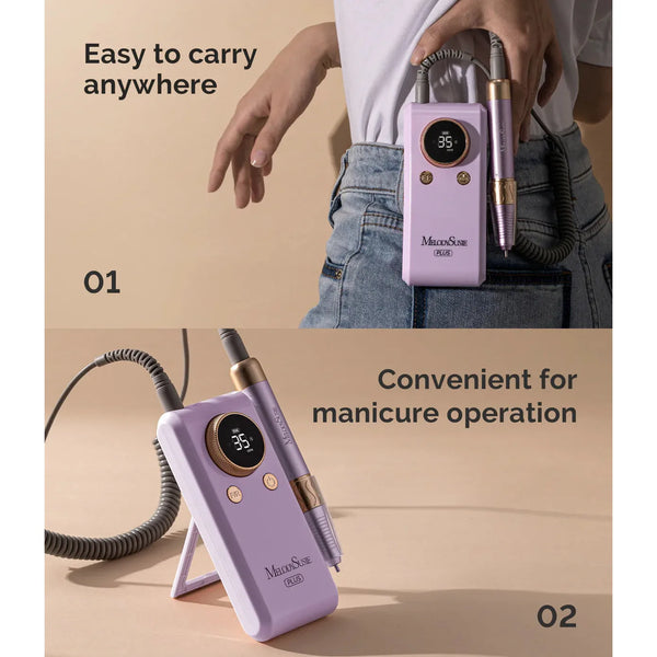 MelodySusie - Sm330G Clip-On Advanced Rechargeable 2-In-1 Nail Drill With Built-In Stand 35,000Rpm - Purple