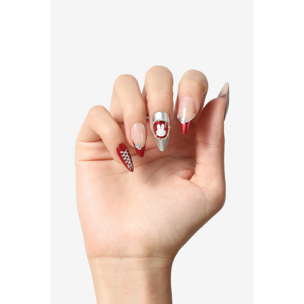 Never Have I Ever - Burgundy Miffy - Almond Press-On Nails
