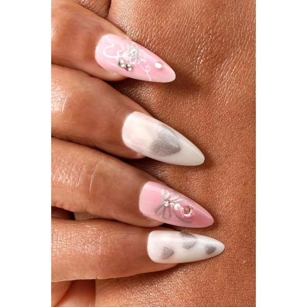 Never Have I Ever - Hearts Of Pearls - Almond Press-On Nails