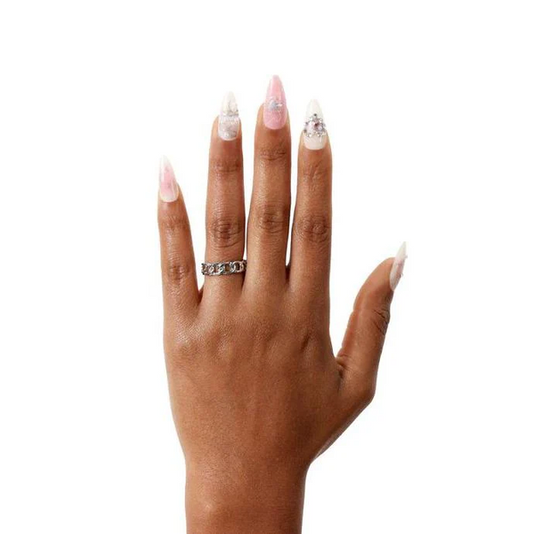 Never Have I Ever - Hearts Of Pearls - Almond Press-On Nails