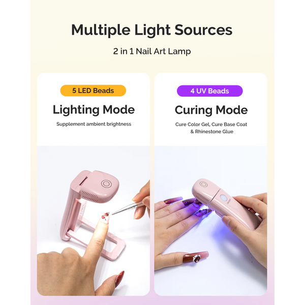 MelodySusie - P-ART09F Foldable & Standable 2-in-1 Design LED/UV Nail Lamp - Pink