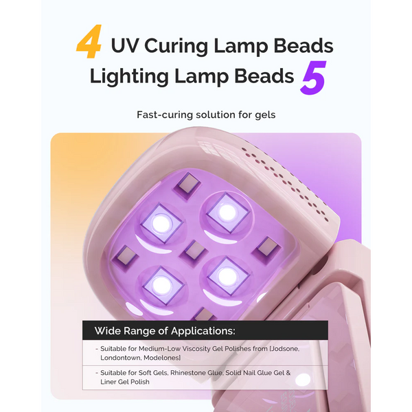 MelodySusie - P-ART09F Foldable & Standable 2-in-1 Design LED/UV Nail Lamp - Pink