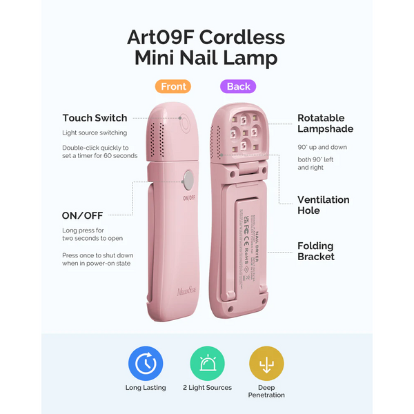 MelodySusie - P-ART09F Foldable & Standable 2-in-1 Design LED/UV Nail Lamp - Pink