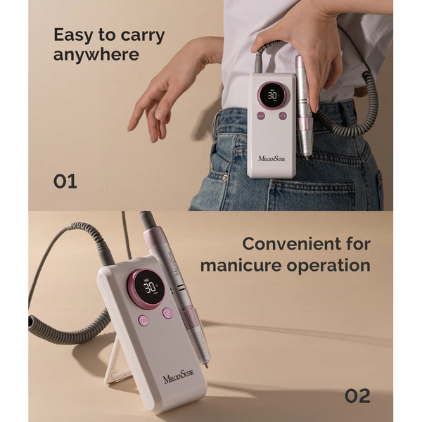 MelodySusie - SC330G Clip-On Rechargeable 2-in-1 Nail Drill with Built-In Stand 30,000RPM - Pink