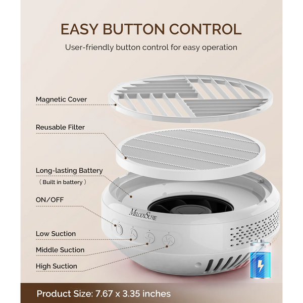 MelodySusie - SProR Cordless & Rechargeable Nail Dust Collector - White