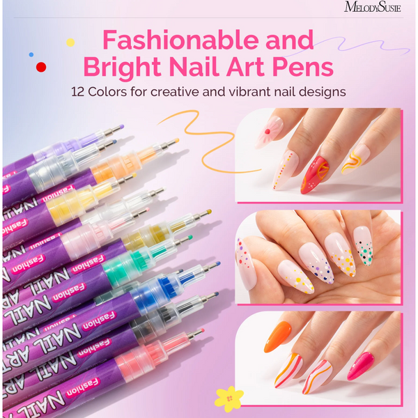 MelodySusie - Nail Art Pens Set 12 Colors - 0.7mm