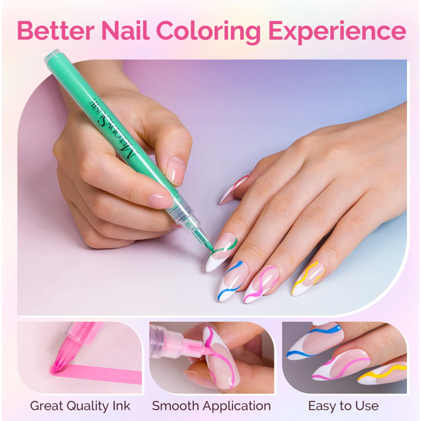 MelodySusie - Nail Art Pens Set 12 Colors - 0.7mm