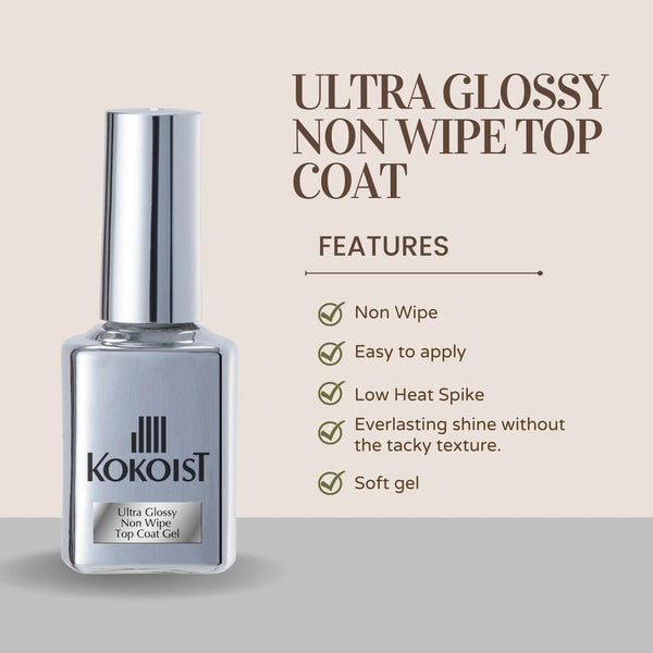 Kokoist - Ultra Glossy Non Wipe Top Coat 15ml - #T-2
