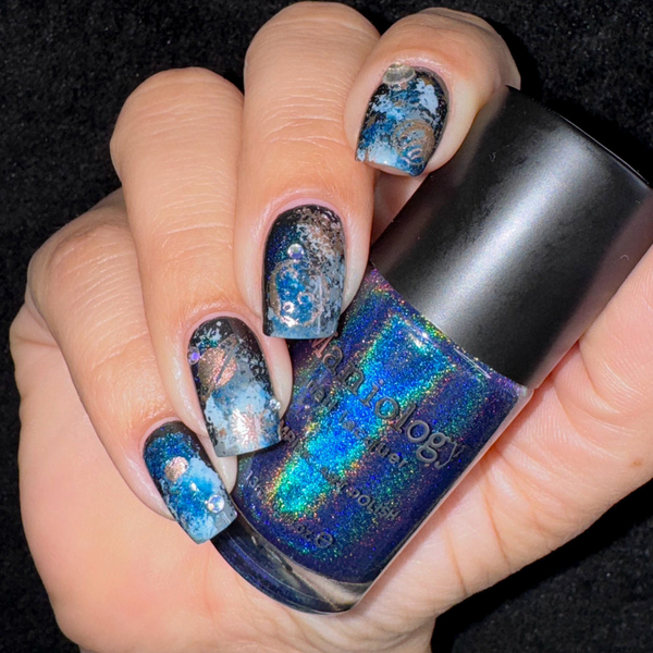 Maniology - Stamping Nail Polish - Deep Space #B505- Holographic Navy Blue