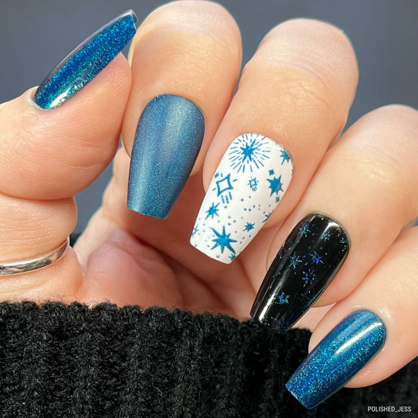 Maniology - Stamping Nail Polish - Deep Space #B505- Holographic Navy Blue