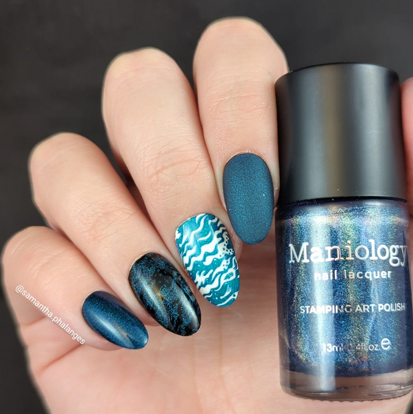 Maniology - Stamping Nail Polish - Deep Space #B505- Holographic Navy Blue