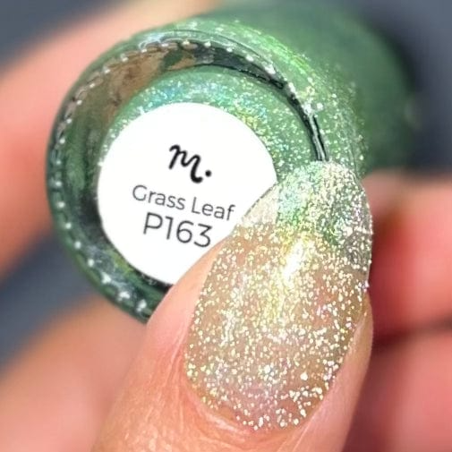 Maniology - Stamping Nail Polish - Morning Dew: Grass Leaf #P163 - Green Reflective Glitter Jelly Nail Polish