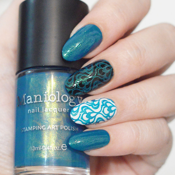 Maniology - Stamping Nail Polish - Nightshade: Moonwake (B528) - Teal With Gold Shimmer
