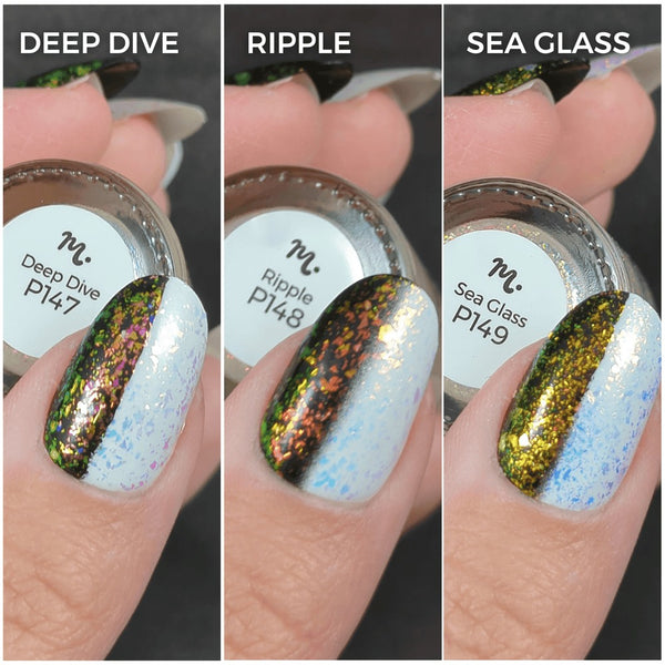 Maniology - Ocean Crush: 3-Piece Flakie Iridescent Toppers Summer 2023 Nail Polish Set