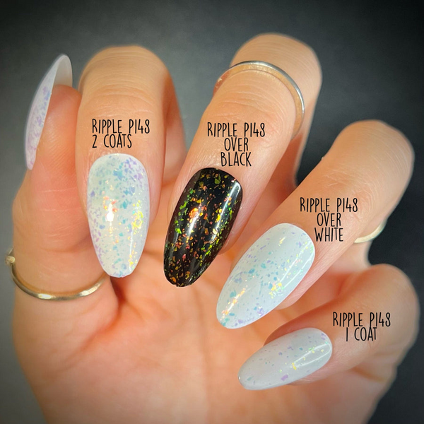 Maniology - Stamping Nail Polish - Ocean Crush: Ripple - Iridescent Orange/Gold Jelly Flakies