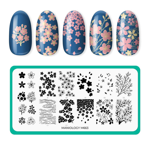 Maniology - Stamping Plate - Sakura Showers (M663) - Nail Stamping Plate