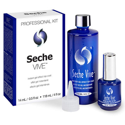 Seche - Vive Professional Kit Instant Gel Effect Top Coat For Nail Polish 4 oz & 0.5 oz Refill
