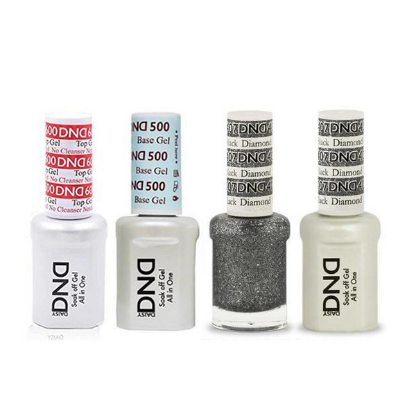 DND - #500#600 Base, Top, Gel & Lacquer Combo - Black Diamon Star - #407