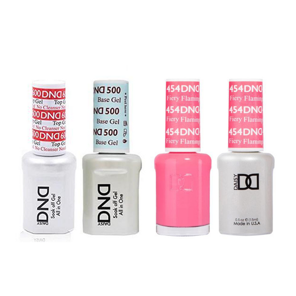 DND - #500#600 Base, Top, Gel & Lacquer Combo - Fiery Flamingo - #454