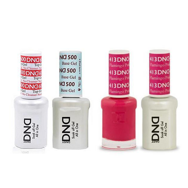 DND - #500#600 Base, Top, Gel & Lacquer Combo - Flamingo Pink - #413