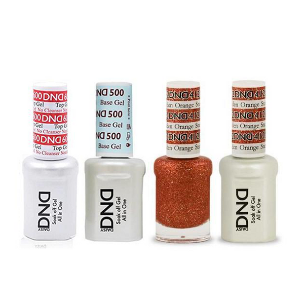 DND - #500#600 Base, Top, Gel & Lacquer Combo - Golden Orange Star - #412