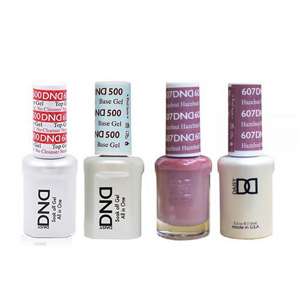 DND - #500#600 Base, Top, Gel & Lacquer Combo - Hazelnut - #607