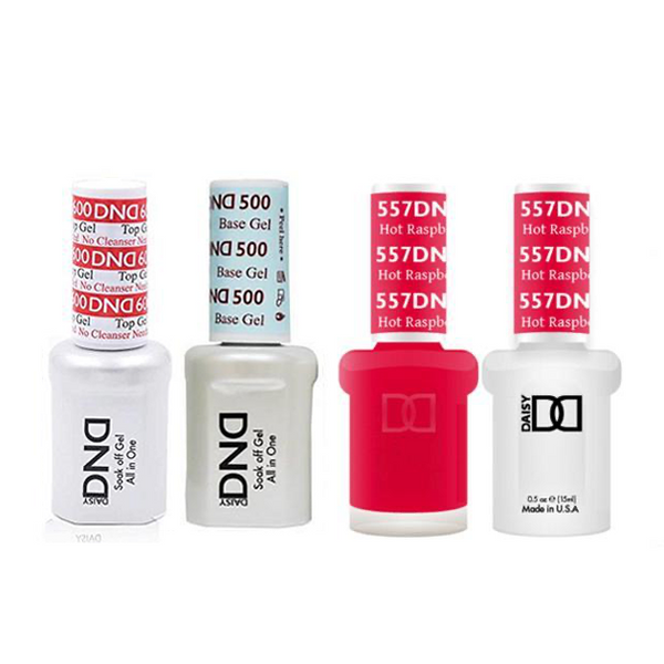 DND - #500#600 Base, Top, Gel & Lacquer Combo - Hot Raspberry - #557