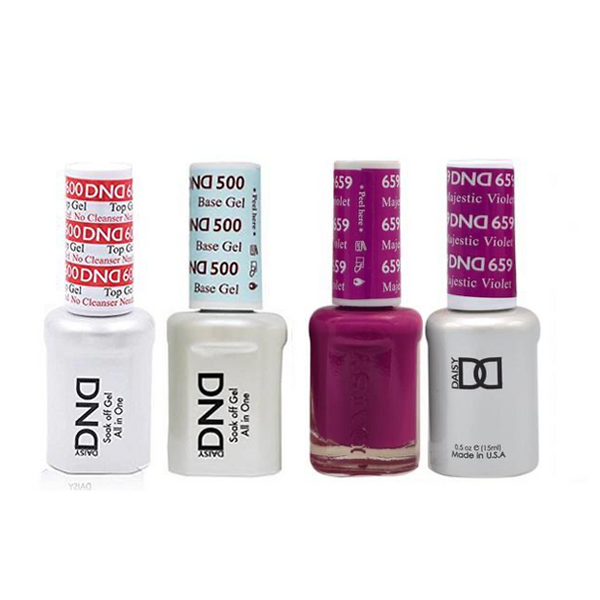 DND - #500#600 Base, Top, Gel & Lacquer Combo - Majestic Violet - #659
