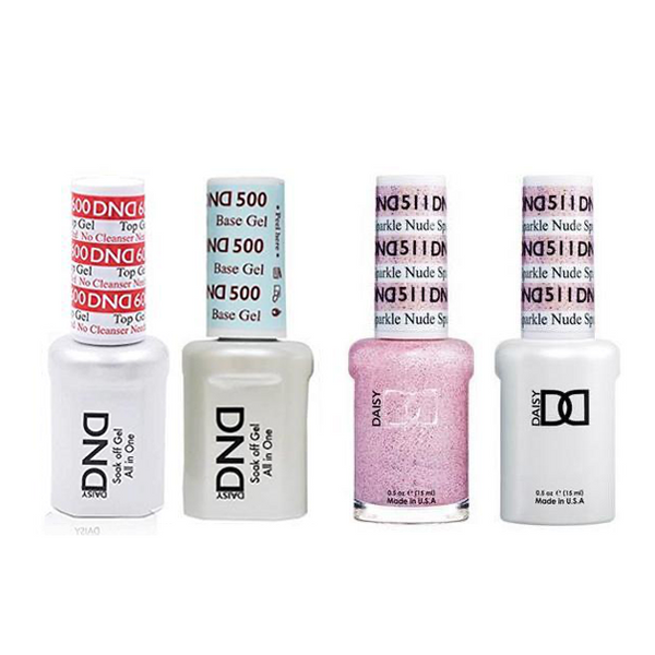 DND - #500#600 Base, Top, Gel & Lacquer Combo - Nude Sparkle - #511