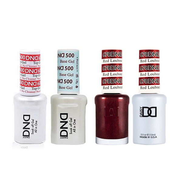 DND - #500#600 Base, Top, Gel & Lacquer Combo - Red Louboutin - #678