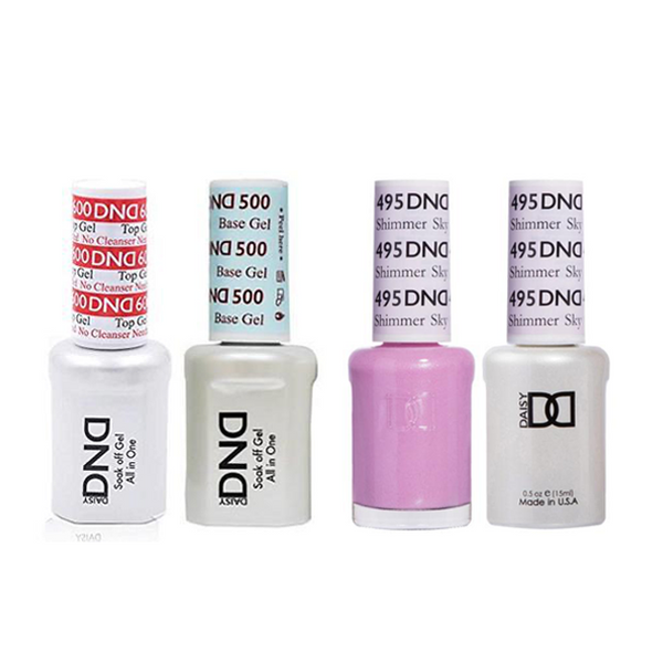 DND - #500#600 Base, Top, Gel & Lacquer Combo - Shimmer Sky - #495
