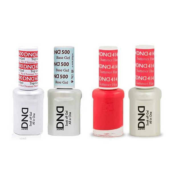 DND - #500#600 Base, Top, Gel & Lacquer Combo - Summer Hot Pink - #414